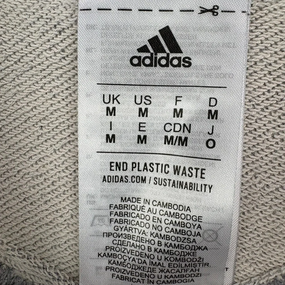 Adidas Mens Heather Gray Box Logo Crewneck Sweatshirt Medium Pullover Sportswear